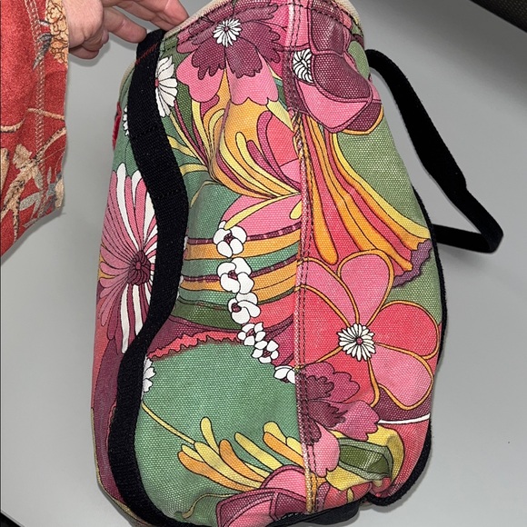 Lucky Brand Floral Canvas Tote - Green and Pink - Picture 5 of 15